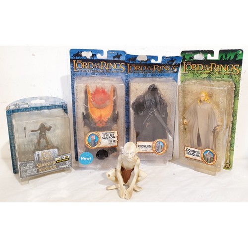 306 - Four boxed Lord of the Ring Figures: a Council Legolas, an Orc, a Ringwraith, an Electronic Eye of S... 