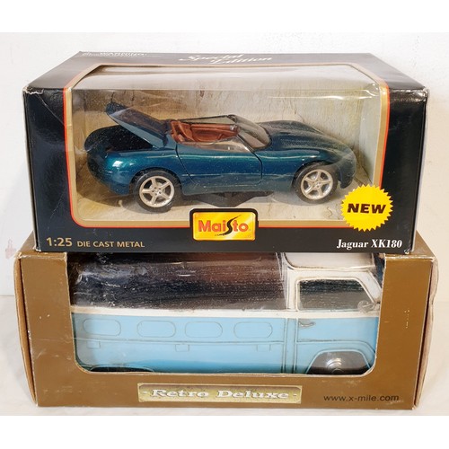 319 - Nine boxed die-cast vehicles including a Maisto Jaguar XK180 and two loose US Army die-cast vehicles... 