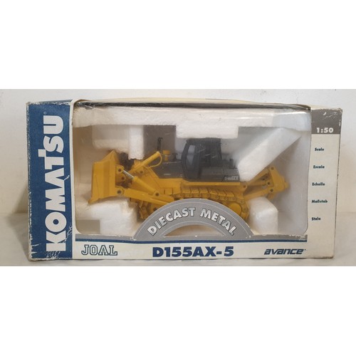 321 - Two boxed Joal Komatsu construction vehicles: a D155AX-5 bulldozer and a WA600-3 wheel loader. UK sh... 