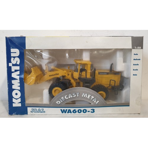 321 - Two boxed Joal Komatsu construction vehicles: a D155AX-5 bulldozer and a WA600-3 wheel loader. UK sh... 