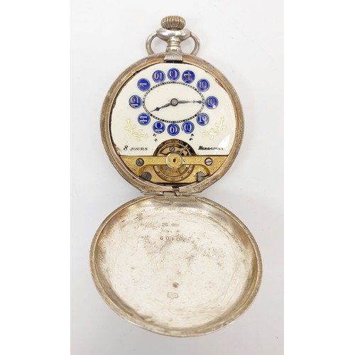 30 - A continental 925 silver cased pocket watch, A/F. UK shipping £14.