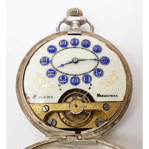 30 - A continental 925 silver cased pocket watch, A/F. UK shipping £14.