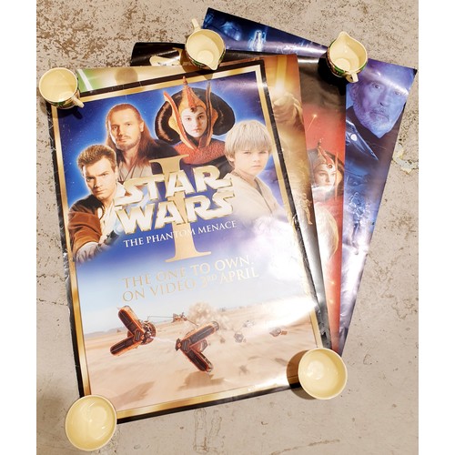 322 - Four promotional posters for Star Wars The Phantom Menace and Attack of the Clones Video and DVD Rel... 