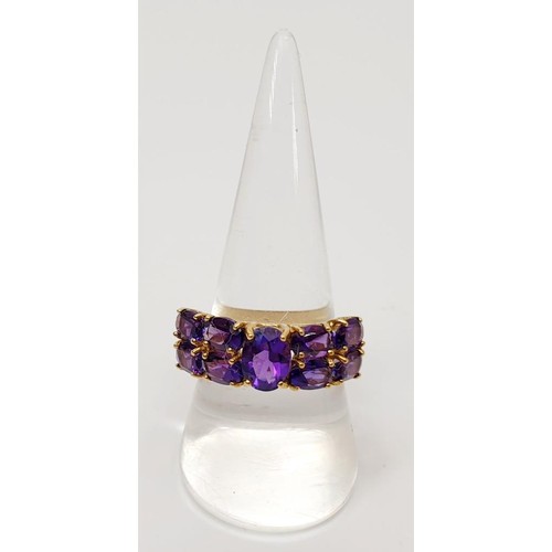 12 - A 9ct gold ring set with amethyst, gross weight 3g, size Q/R. UK shipping £14.