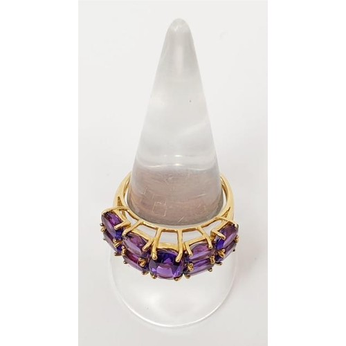 12 - A 9ct gold ring set with amethyst, gross weight 3g, size Q/R. UK shipping £14.