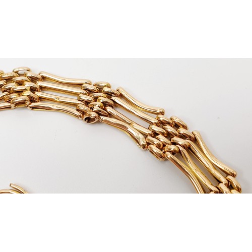 31 - A 9ct gold four bar gate bracelet, A/F, weight 14.7g, length 18cm. UK shipping £14.