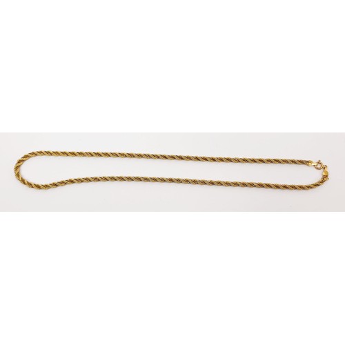 36 - A 9ct bi colour gold rope twist necklace, length 47cm, weight 8.1g. UK shipping £14.