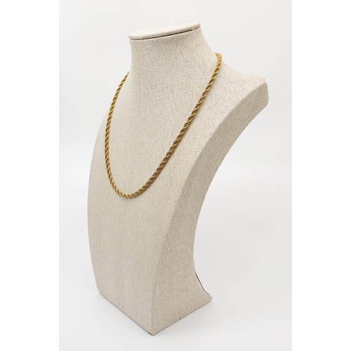 36 - A 9ct bi colour gold rope twist necklace, length 47cm, weight 8.1g. UK shipping £14.