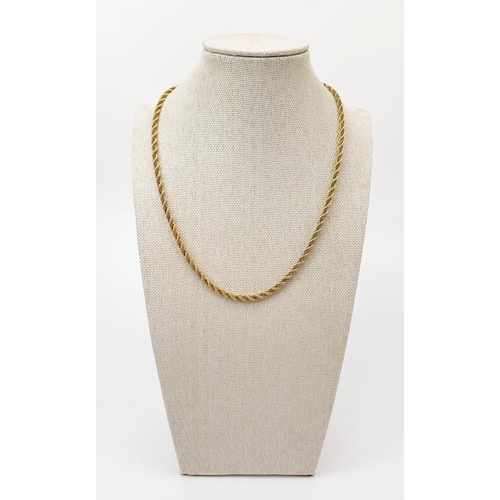 36 - A 9ct bi colour gold rope twist necklace, length 47cm, weight 8.1g. UK shipping £14.