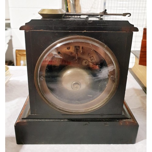 58 - A Victorian slate clock, with presentation plaque: 