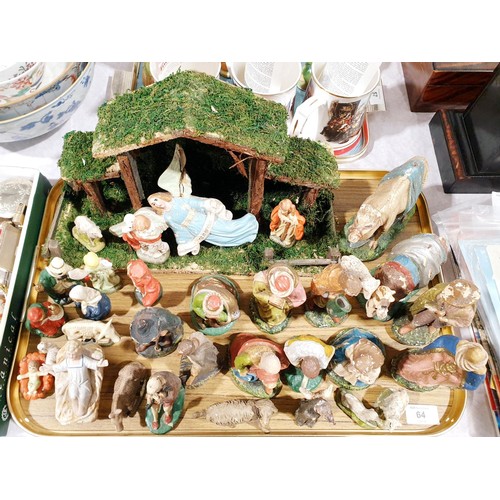 64 - A selection of vintage chalkware nativity figures and a stable, some figures A/F. No shipping. Arran... 