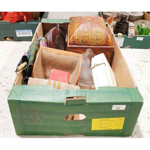 90 - A box of assorted including a vintage ceramic Czechoslovakian basket. No shipping. Arrange collectio... 