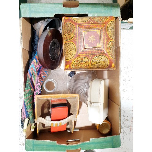 90 - A box of assorted including a vintage ceramic Czechoslovakian basket. No shipping. Arrange collectio... 