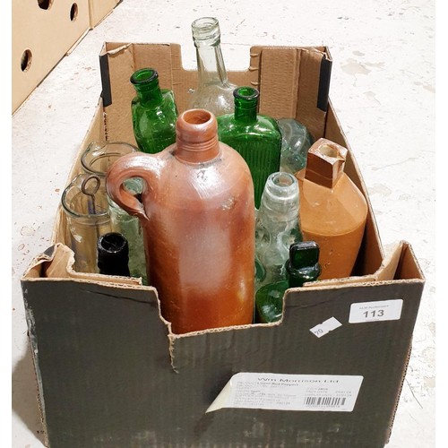 113 - A box of vintage bottles. No shipping. Arrange collection or your own packer and shipper, please. El... 