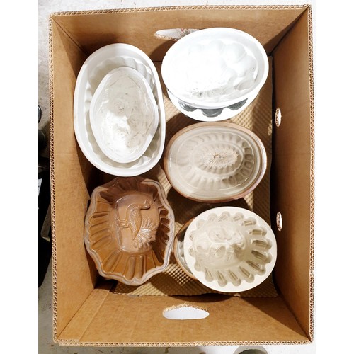 114 - A box of vintage ceramic jelly moulds. No shipping. Arrange collection or your own packer and shippe... 