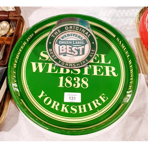 131 - Four vintage Webster's pub ashtrays together with a Webster's pump label. No shipping. Arrange colle... 