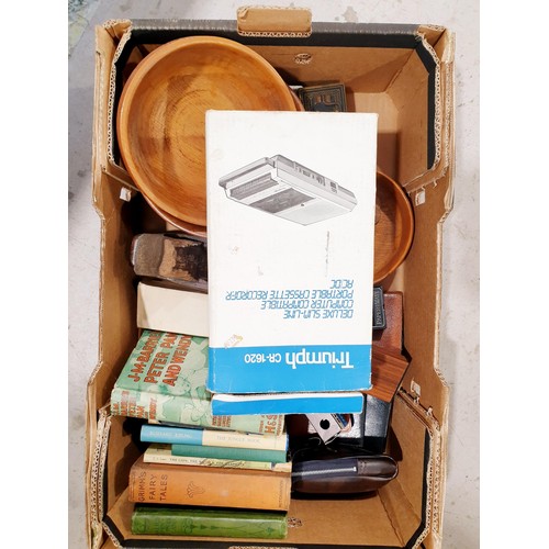 180 - A box including Papermate pens and a vintage cassette player. No shipping. Arrange collection or you... 