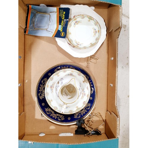 181 - A box of ceramics including a Coalport Punch magazine jug. No shipping. Arrange collection or your o... 