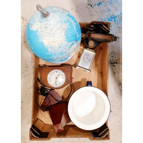 183 - A box of assorted including a globe, a brass blow lamp and assorted. No shipping. Arrange collection... 