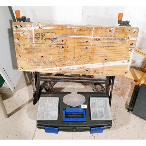 205 - A tool box and contents together with a Black and Decker workmate. No shipping. Arrange collection o... 