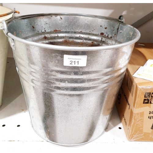 211 - Two galvanised buckets. No shipping. Arrange collection or your own packer and shipper, please. Elec... 