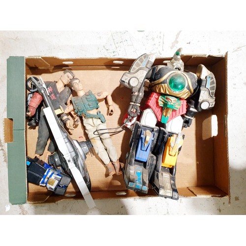 233 - A box of toys. No shipping. Arrange collection or your own packer and shipper, please. Electricals a... 