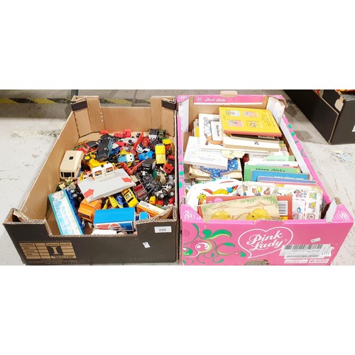 250 - Two boxes of toy vehicles and children's books. No shipping. Arrange collection or your own packer a... 