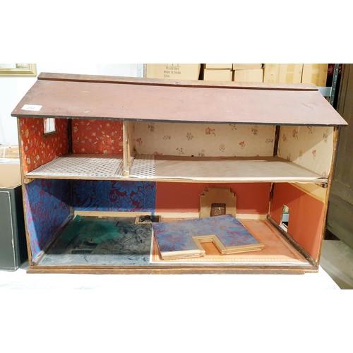 252 - A vintage doll's house, width 73.5cm together with vintage and later doll's furniture. No shipping. ... 