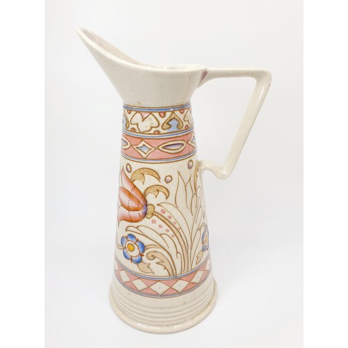 274 - A Bursley Ware Charlotte Rhead design jug, height 27.5cm. No shipping. Arrange collection or your ow... 