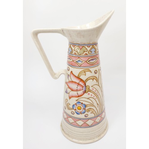 274 - A Bursley Ware Charlotte Rhead design jug, height 27.5cm. No shipping. Arrange collection or your ow... 