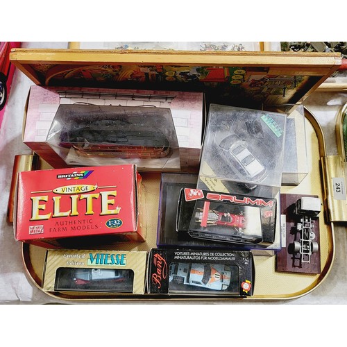 243 - Boxed model vehicles and a vintage wooden show jumping bagatelle. No shipping. Arrange collection or... 