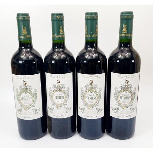 5 - Four bottles of Chateau Ferriere Margaux Grand Cru Classe 2005 (750ml). No shipping. Arrange collect... 