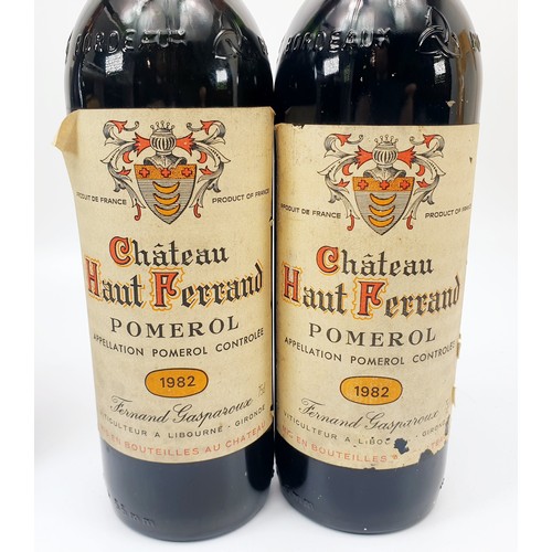 32 - Four Bottles of red wine: Chateau Haut Ferrand Pomerol 1982 (x2), Cru des Cotes du Rhone Appellation... 