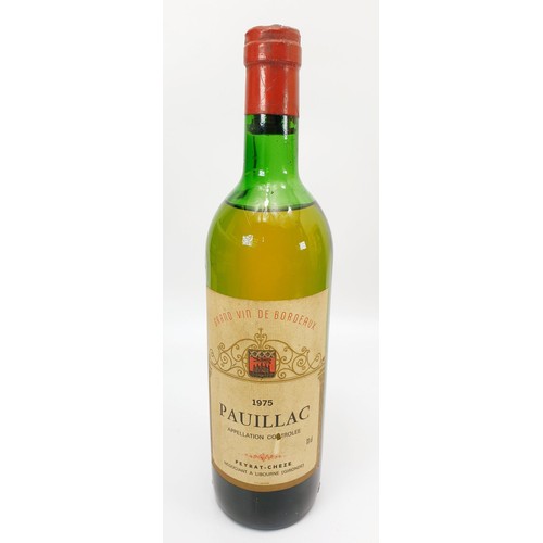 21 - Bottle of Paulliac Appellation Controlee 1975, Lachryma Vitis Gellewza Superieur with a 330ml bottle... 