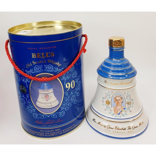 41 - One Bell's Scotch Whisky in Wade porcelain decanters commemorating The Queen Mother's 90th birthday,... 