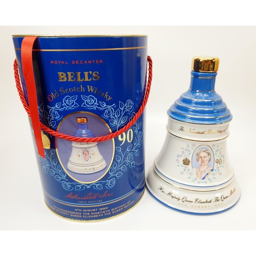 41 - One Bell's Scotch Whisky in Wade porcelain decanters commemorating The Queen Mother's 90th birthday,... 