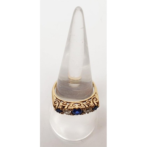 52 - A hallmarked 9ct gold ring set with sapphire and clear stones, gross weight 3.8g, size Q/R. UK shipp... 