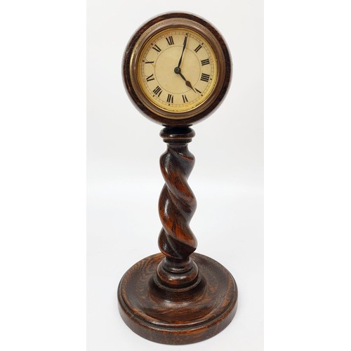 277 - An early 20th century mantel clock, height 26cm, A/F together with a table clock in a wooden barley ... 