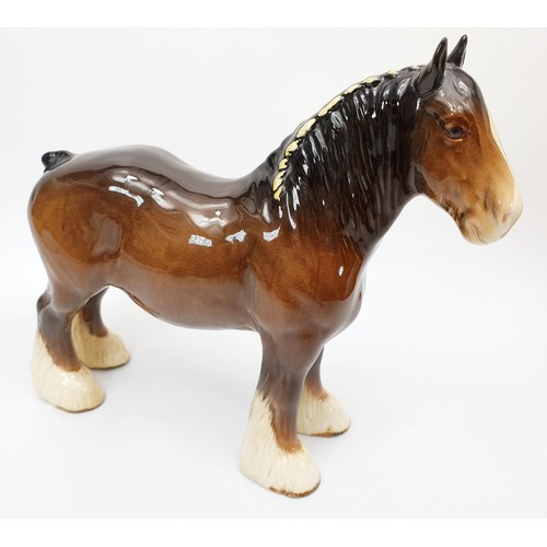 280 - A Beswick model of a shire horse, height 21.5cm together with a Beswick model of a doe. No Shipping.... 