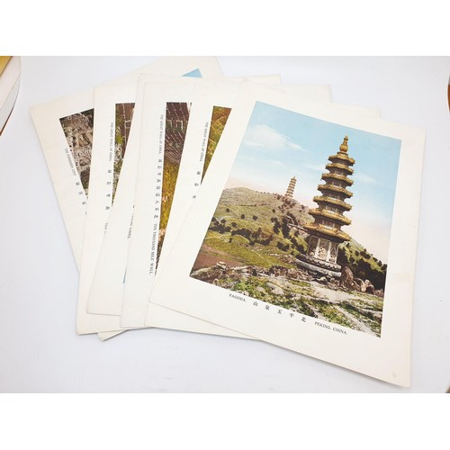 283 - Chinese topographical prints, a polychrome plate and a wooden plaque. No Shipping. Arrange collectio... 