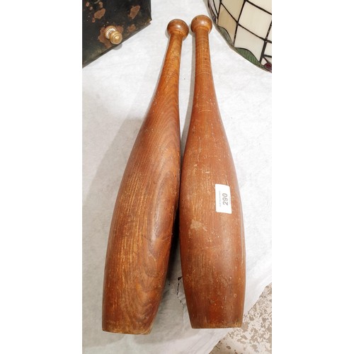 290 - A pair of wooden Indian clubs, length 53.5cm. No Shipping. Arrange collection or your own packer and... 