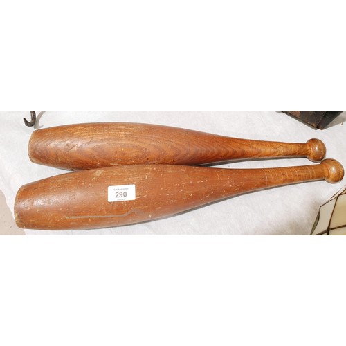 290 - A pair of wooden Indian clubs, length 53.5cm. No Shipping. Arrange collection or your own packer and... 