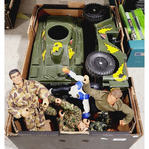 242 - Action Man figures and vehicles. UK shipping £14.