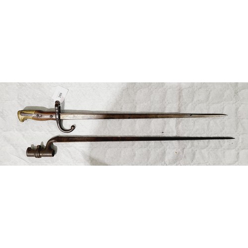 286 - A French bayonet dated 1879, length 64cm together with an antique spike bayonet. No Shipping. Arrang... 