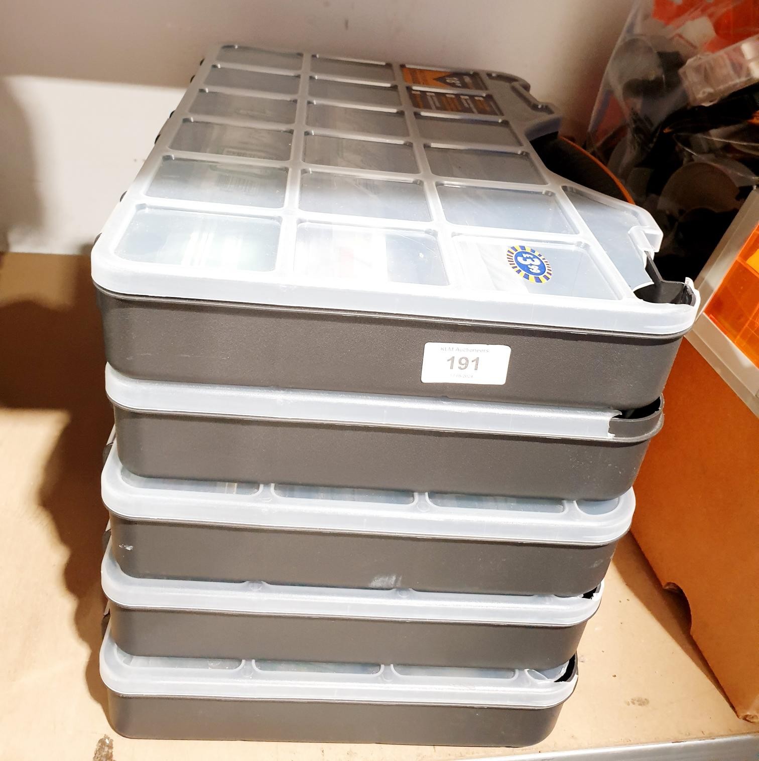 Five storage boxes of model making supplies. No shipping. Arrange