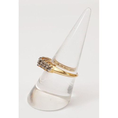 19 - A 10ct gold diamond cluster ring, gross weight 2.8g, size O. UK shipping £14.