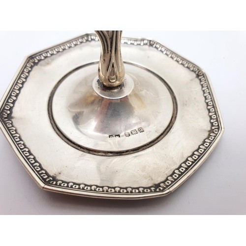 43 - A hallmarked silver ring stand and dish, height 7.5cm, weight 26g, Birmingham 1915. UK shipping £14.