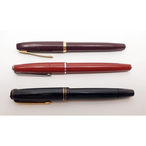51 - Three vintage fountain pens: a Parker with a 14ct gold nib, a Shaffer and Platignum Silverline. UK s... 