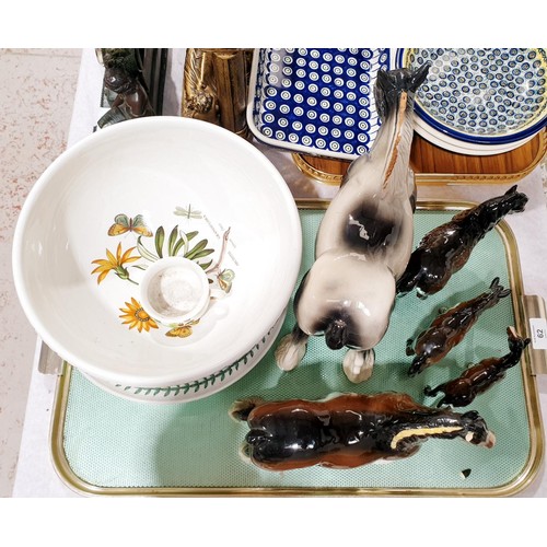 62 - Four Beswick model animals, one A/F, one other model animal and Portmeirion and Woods ceramics. No s... 
