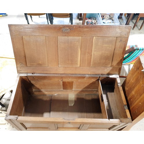 161 - An antique oak panelled coffer, 113x52x67cm. No shipping. Arrange collection or your own packer and ... 